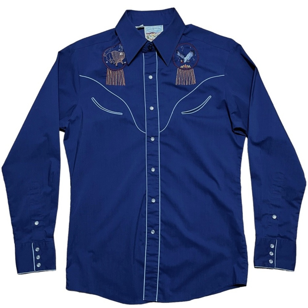 Rocking K  Ranchwear Men’s Vintage Embroidered Pearl Snap Western Shirt Sz M
